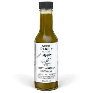 Seed Ranch Hot Thai Sauce, 5 Fl Oz - Spicy Heat - Featured on Hot Ones, Green Carolina Reaper Pepper, Organic Gourmet Hot Sauce - Vegan, Non-GMO, Gluten-Free, Proteins, Rice Bowls, Noodles & Breakfast Seed Ranch