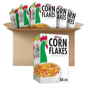 Kellogg's Kellogg s Corn Flakes, Breakfast Cereal, Fat-Free, Bulk Size, 216 oz (Pack of 6, 36 oz Boxes)