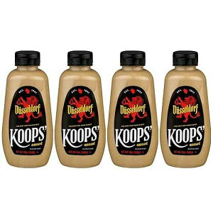Koops' Dusseldorf Mustard German-Style Bratwurst Mustard, Gluten-Free, Kosher, Made in USA, From Quality Mustard Seeds, Creamy and Traditional Bavarian Mustard 12 Oz, Pack of 4