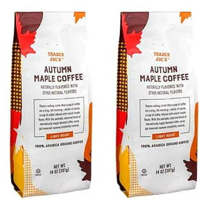 Trader Joe's Coffee Trader Joes Autumn Maple Ground Coffee - Pack of 2 Bags - 14 oz Per Bag - Seasonal Flavor - 100%% Arabica Ground Coffee - Light Roast