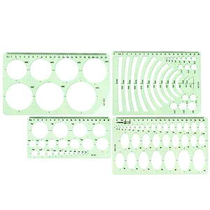 JOYISEN 4 ̕`ev[gZbgT[Nȉ~aev[gvX`bNKN[O[wZItBXpev[g JOYISEN 4PCS Drawing Templates Set Circle Oval Radius Template Plastic 