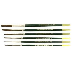 (6) Andrew Mack Brush Hannukaine Quill Brushes Series 79 Size XXS - XL Mixture Squirrel Taklon