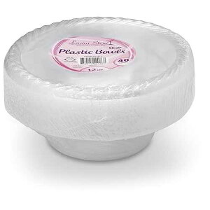 Laura Stein Crystal Clear Disposable Bowls (40 Count, 12 Oz Bowls) | Premium Soup Sized Plastic Party Bowls | Heavy Duty Plastic Bowls For Weddings, Events & Parties (1 Pack x 40 Bowls)
