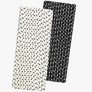 Xg[ - ʖ͗l - 7.75 C` - 50 pbN Outside the Box Papers Black and White Paper Straws - Polka Dot - 7.75 Inches - 50 Pack
