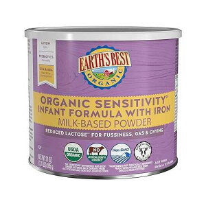 �m�� Earth's Best Organic Sensitivity Infant Formula for Babies 0-12 Months, Reduced Lactose Powder Formula with Iron, Omega-3 DHA, and Omega-6 ARA, 21 Ounce Container