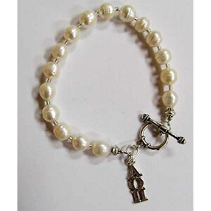 �W���p�[�� �A���t�@ �I�~�N���� �p�C �\�����e�B �O���[�N �g�O�� �u���X���b�g Ann Peden Jewelry Freshwater Pearl Alpha Omicron Pi Sorority Greek Toggle Bracelet