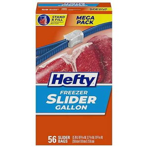 Hefty Slider Freezer Kitchen Storage Bags, Gallon Size, 56 Count Hefty Slider Freezer Kitchen Storage Bags, Gallon Size, 56 Count