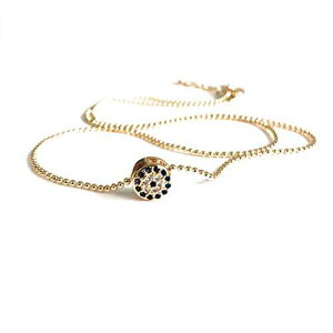 ���Ȏ׊�l�b�N���X 18K �S�[���h ���b�L �{�[�� �`�F�[�� Sifrimania Dainty Evil Eye Necklace 18k Gold Plated Ball Chain