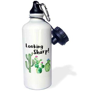 3dRose Funny Ironic Looking Sharp Watercolor Cactus Quote Straw Water Bottle