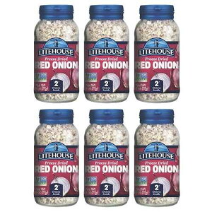 Litehouse Freeze Dried Red Onion - Substitute for Fresh Red Onion, Jar Equal to 2 Red Onion Fresh, Organic, Red Onion Seasoning, Non-GMO, Gluten-Free - 0.60 Ounce 6-Pack