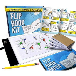 Molcey Flip Book Kit with LED Light Pad. Includes 240 Sheets Flip Book Paper with Screws for Drawing and Tracing. Animation Paper/Blank Flip Books for A5 Flipbook Kit for Kids 9-12 6-8. LED Light Box