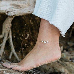 �n�E���C�g �r�[�Y �`�F�[�� �N���X�^�� �A���N���b�g 14K �S�[���h�t�B���h - 8 �C���`�A2 �C���`�̒��߉\�ȃG�N�X�e���_�[�t�� Howlite beaded chain crystal anklet in 14k gold fill - 8" with 2" adjustable ext