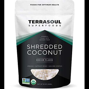 Terrasoul Superfoods I[KjbN RRibc t[NA1 |h - ~fBA t[N  x[LOɍœK Terrasoul Superfoods Organic Coconut Flakes, 1 Lb - Medium Flakes Unsweetened Perfect for Baking