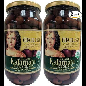 Gia Russa Kalamata ȂI[uA33.68 IX̃KXr (2 pbNAv 67.36 IX) Gia Russa Kalamata Pitted Olives, 33.68oz Glass Jar (Pack of 2, Total of 67.36 Oz)