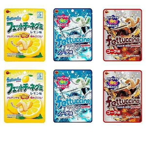 tFbg`[l O~Zbg 1.8IX 3×2 YE\[_ER[ O~LfB[ o[{E@ Fettuccine Gummi Set 1.8oz 3Types 2pcs Japanese Lemon, Soda And Cola Taste Gummy Candy Bourbon Ninjapo