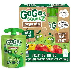 GoGo squeeZ Fruit on the Go, Apple Apple, 3.2 oz. (4 Pouches) - Tasty Kids Applesauce Snacks Made from Apples - Gluten Free Snacks for Kids - Nut & Dairy Free - Vegan Snacks