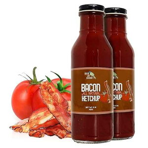 Green Jay Gourmet Bacon Ketchup - All-Natural Tomato Ketchup with Tomato Paste, Real Bacon & Gourmet Spices - Contains No Preservatives, Additives or Corn Syrup - Made in USA - 2 x 15 Ounces