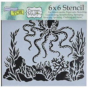 CRAFTERS WORKSHOP TCW607S �e���v���[�g�A6�C���` x 6�C���`�A�^�R�A�z���C�g CRAFTERS WORKSHOP TCW607S Template, 6" x 6", Octopus, White