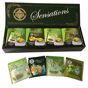 Mlesna �s���A�Z�C�����z�C������ �Β��Z���N�V�����A�W���X�~���A�T���T�b�v�A�~���g�A�Β� - 40 �� Mlesna Pure Ceylon Foil Envelope Green Tea Selection, Jasmine, Soursop, Mint and Green Tea - 40 Count