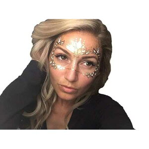 6 pages Burning Man, Gold Temporary Tattoos by Golden Ratio Tats, Masquerade Face Tattoo