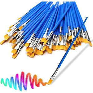 30Pcs Small t Brushes Kids for Acrylics ting, Flat Nylon Hair t Brush Bulk Wooden Handle Oil Watercolors ting Brushes for Students, Children and Adult, Blue DOMMARE 30Pcs Small t Brushes Kids for Acrylics ting, Flat