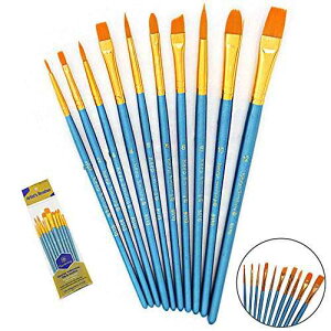 �y�C���g �u���V �Z�b�g�A10 �{�̃y�C���g�u���V �t���b�g/�V�F�[�_�[ �`�b�v�A���ʁA���ʁA�A�N�����G�̋��N���t�g�A�l�C���A�t�F�C�X �y�C���g�p (�u���[ �u���V) Suproot t Brushes Set, 10pcs 