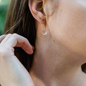 ���[�Y�N�H�[�c�N���X�^���e�B�A�h���b�v�_���O���C�������O�A14K�S�[���h�t�B���h - 1���̒a���� Luna Tide Rose quartz crystal teardrop dangle earrings in 14k gold fill - January birthstone