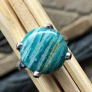 �i�`������ �O���[�� �A�}�]�i�C�g 925 �\���b�h �X�^�[�����O �V���o�[ �����O �T�C�Y 7.25 Natural Rocks by Kala Natural Green Amazonite 925 Solid Sterling Silver Ring Size 7.25