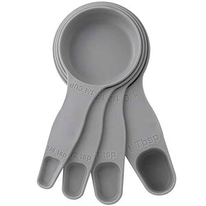 Storage Theory 2 in 1 Measuring Cup and Spoon Set 4 Pcs Grey - Nesting Measuring Cups - Food Grade Material - Dishwasher Safe