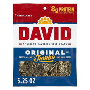 DAVID Sunflower Seeds, Original Flavor, Stocking Stuffer, 5.25 oz. DAVID Seeds DAVID Sunflower Seeds, Original Flavor, Stocking Stuffer, 5.25 oz.