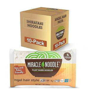 Miracle Noodle Angel Hair Pasta, 7 Oz (Pack of 10), Plant Based Shirataki Konjac Noodles, 5 Calories, 1g Net Carbs Per Serving, Keto, Gluten-Free Miracle Noodle Angel Hair Pasta, 7 Oz (Pack of 10), Plant Base