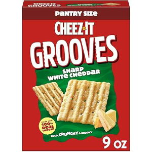 Cheez-It Grooves Crunchy Cheese Crackers, Snack Crackers, Lunch Snacks, Sharp White Cheddar, 9oz Box (1 Box)