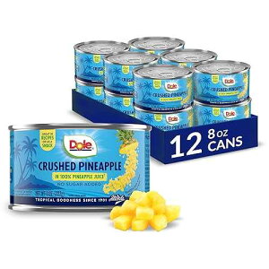 Dole Crushed Pineapple in 100% Pineapple Juice with No Sugar Added - Dole Canned Fruit - 8 oz Cans - 12 Pack Dole Crushed Pineapple in 100% Pineapple Juice with No Sugar Added - Dole Canned Fruit - 8 oz Cans - 1