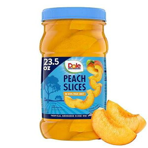 Dole Fruit Jars, Yellow Cling Sliced Peaches in 100% Fruit Juice, Gluten Free, Pantry Staples, 23.5 Oz Resealable Jar