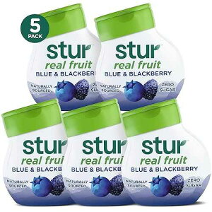 Stur Liquid Water Enhancer Blue & Blackberry Naturally Sweetened High in Vitamin C & Sugar Free Zero Calories Keto Vegan 5 Bottles, Makes 120 Drinks