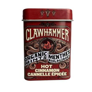 Clawhammer Organic Mints Hot Cinnamon | Cane Sugar, Natural Flavors, No Artificial Colors or Sweeteners | Kosher, Vegan, Gluten Free | Aspartame & Xylitol Free | 30 Count Tin (Pack of 12)
