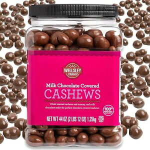 Wellsley Farms Milk Chocolate Covered Cashews ? 2.75 lbs Whole Roasted Cashews in Creamy Milk Chocolate Kosher, Gluten-Free Sweet & Healthy Snack Wellsley Farms Milk Chocolate Covered Cashews 2.75 lbs Whole Roasted Cashe