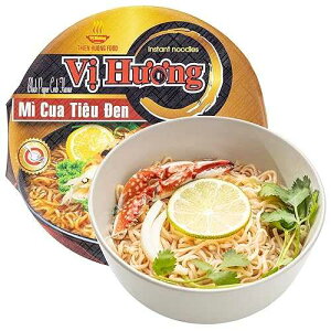 VI HUONG Instant Noodles Bowl Authentic Vietnamese Instant Ramen Soup Flavorful Instant Noodles 3-min Fast Ramen Natural Ingredients Pack of 12 (Black Pepper Crab) Vi Huong Thien Huong Food VI HUONG Instant Noodles Bowl