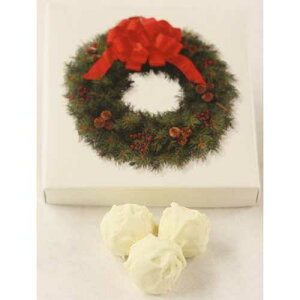 Scott's Cakes �z���C�g�`���R���[�g�ŕ���ꂽ���Y�x���[�t�@�b�W�g�����t�A8�I���X����B���[�X�{�b�N�X Scott's Cakes White Chocolate Covered Raspberry Fudge Truffles in a 8 oz. Wreath Box