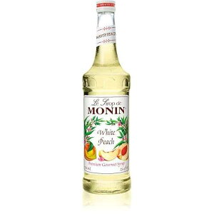 Monin - White Peach Syrup, Juicy Ripe Peach Flavor, Perfect for Cocktails, Mocktails, Iced Teas, & Smoothies, Gluten-Free, Non-GMO (750 ml)