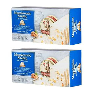 ????? ?? ??? ?? 400g / 14.1oz 2? ? Haitoglou Halva with Almonds ? Pack of 2 (400g / 14.1oz Each) ? Traditional Greek Dessert ? Made with Tahini ? Gluten-Free, Non-GMO, Mediterranean Sweet Treat