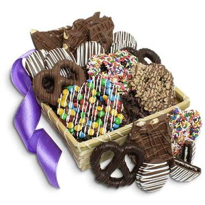 Dreamy Delight Gourmet Hand Dipped Chocolate Covered Pretzels and Cookies Baskets from All City Candy Small Batch Hand Dipped Treats