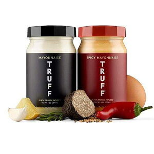 TRUFF Mayo, Gourmet Mayonnaise made with Black Winter Truffles, Sunflower Oil, Cage-Free Eggs Heat and Umami for Savory Spreads, Salads, Non-GMO, Gluten Free Original and Spicy Flavor with Premium Box - Bundle of 2