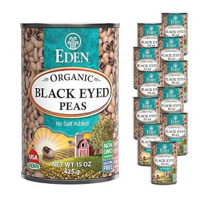 Eden �I�[�K�j�b�N �u���b�N �A�C�h �s�[�Y�A�H�����Y���A15 �I���X�� (12 �p�b�N) Eden Organic Black Eyed Peas, No Salt Added, 15-Ounce Cans (Pack of 12)