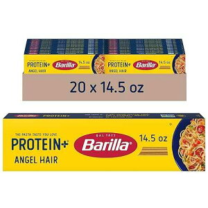 Barilla Protein+ (Plus) Angel Hair Pasta, 14.5 Ounce (Pack of 20) - plant based - Made from Lentils, Chickpeas & Peas - Non-GMO, Kosher Certified and Vegan