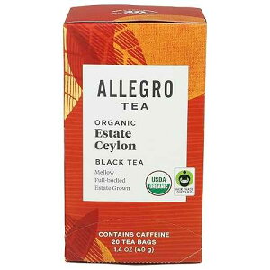 Allegro Tea�A�I�[�K�j�b�N �G�X�e�[�g �Z�C���� �e�B�[�o�b�O�A20 ct Allegro Coffee Allegro Tea, Organic Estate Ceylon Tea Bags, 20 ct