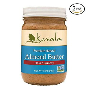 Almond Butter Crunchy - Natural Spread for Baking and Cooking, Nutritious Addition to Breakfast and Smoothies, Peanut Butter Substitute with no Sugar Added, with Pieces of Almonds, Pack of 3, 12 oz kevala Almond Butt
