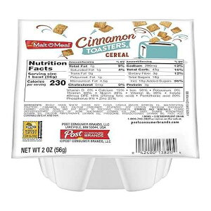 Malt-O-Meal �V�i���� �g�[�X�^�[ ���H�V���A���A2�I���X �V���O���T�[�u�{�E�� (48�p�b�N) Malt-O-Meal Cinnamon Toasters Breakfast Cereal, 2 Ounce Single Serve Bowls (Pack of 48)