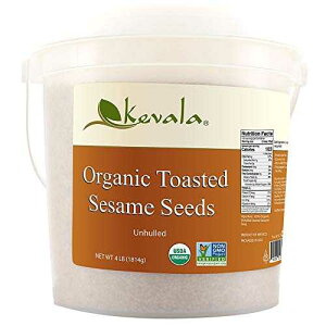 Organic Toasted Sesame Seeds (Unhulled) - Single-Origin Premium Selection Roasted Seeds, Sauce and Dip Ingredient, Gluten-Free Seasoning for Asian Dishes and Salad Topping, Bulk Food Size, 4 lb kevala Organic Toasted S