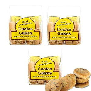 Real Lancashire Eccles Cakes British Snacks Made with Butter & Dried Currants Delicious Handmade Fruity Snacks Add in Breakfast & After Meal 4 Cakes (Pack of 3) Real Lancashire Eccles Cakes British Snacks Made with B